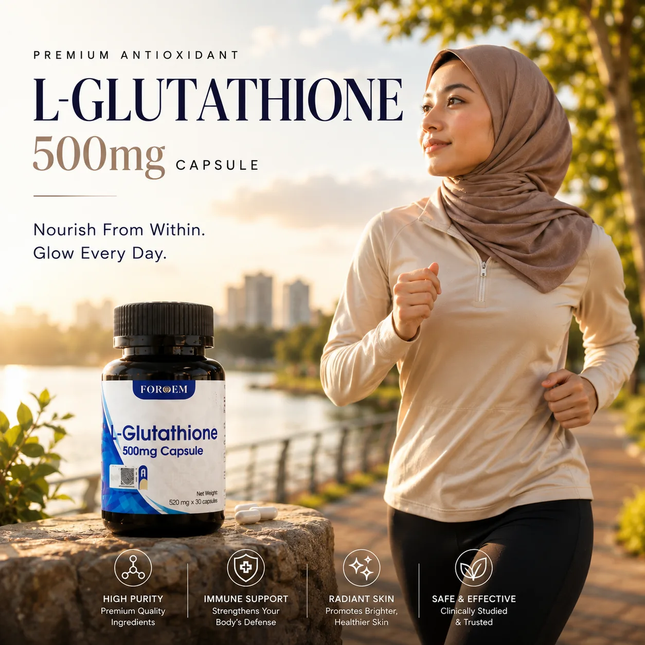 FOROEM L-Glutathione 500mg Capsules | 抗氧化营养补充胶囊